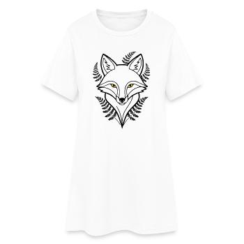 Fox Head Fern Leaves Tattoo - Women’s T-Shirt Dress - white - Front