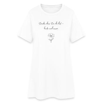 Danke, dass Du da bist — Blüte - Frauen T-Shirt-Kleid - Weiß - Vorne
