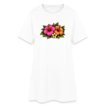 Fleurs tropicales d’hibiscus - Robe T-shirt Femme - blanc - Devant