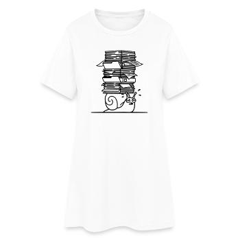 Snail Paper Stack Office Outline - Women’s T-Shirt Dress - white - Front
