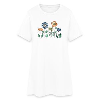Blumen - Frauen T-Shirt-Kleid - Weiß - Vorne