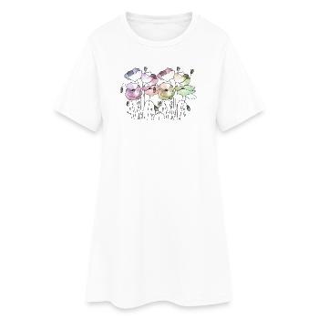 Blumen - Frauen T-Shirt-Kleid - Weiß - Vorne