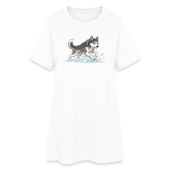 Sprint Husky dans la mousse de neige - Robe T-shirt Femme - blanc - Devant