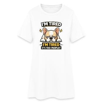 Tee Bulldog fatigué - Robe T-shirt Femme - blanc - Devant