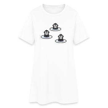 Trois macaques japonais dans l’onsen, il est bleu - Robe T-shirt Femme - blanc - Devant