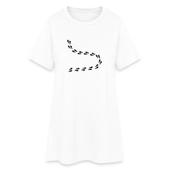 Fußspuren - Frauen T-Shirt-Kleid - Weiß - Vorne