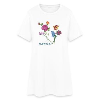 Danke mit einem Blumenstrauß  - Frauen T-Shirt-Kleid - Weiß - Vorne