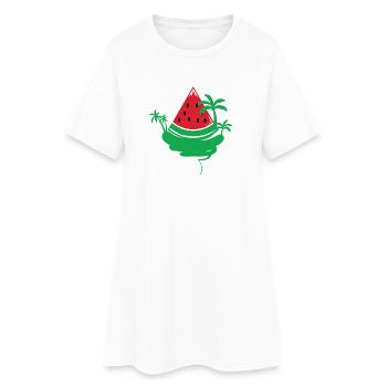 Paradis de fête d’été de pastèque avec palmiers - Robe T-shirt Femme - blanc - Devant