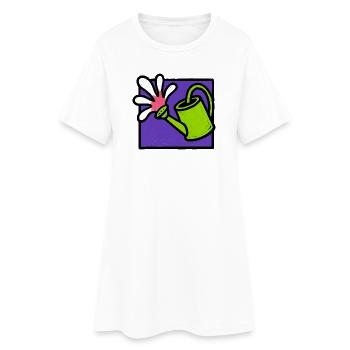Nature Botanical Floral Watering Can - Women’s T-Shirt Dress - white - Front