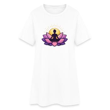 Sonnenaufgang Lotus Meditation - Frauen T-Shirt-Kleid - Weiß - Vorne