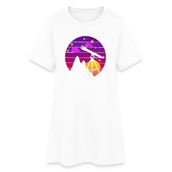 Retro Astronomie Teleskop Sonnenuntergang - Frauen T-Shirt-Kleid - Weiß - Vorne