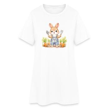 Cute bunny in the carrot bed - Women’s T-Shirt Dress - white - Front