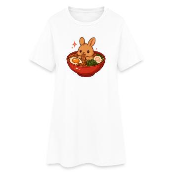 Lapin aux nouilles, ramen, kawaii lapin - Robe T-shirt Femme - blanc - Devant