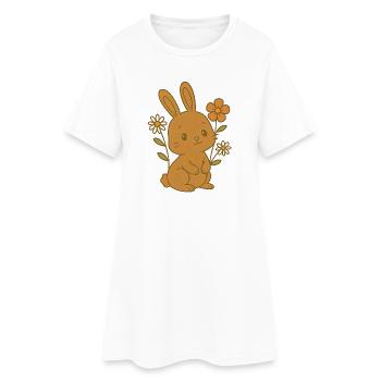 Bunny Bunny Spring Flowers Summer Easter Garden - Women’s T-Shirt Dress - white - Front