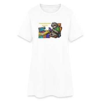 Fleißiges Faultier Büroalltag: Wartezeit... - Frauen T-Shirt-Kleid - Weiß - Vorne