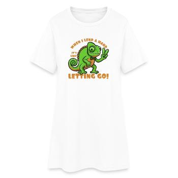 When I lend a hand its like two letting go! - Frauen T-Shirt-Kleid - Weiß - Vorne