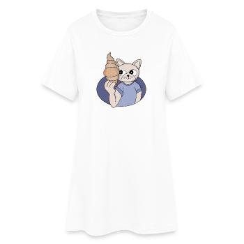 Chat croissant drôle - Robe T-shirt Femme - blanc - Devant