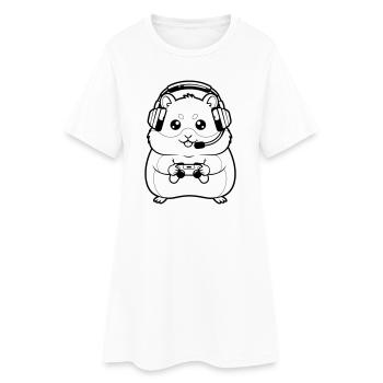 Hamster Gamer Headset Outline - Women’s T-Shirt Dress - white - Front
