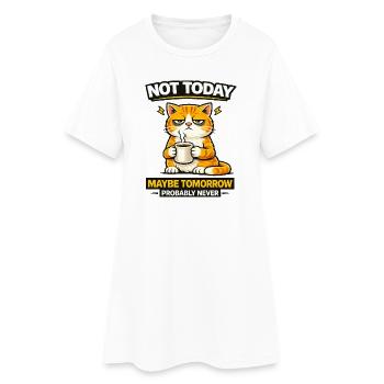 Nicht heute Katzenkaffee-Prokrastination - Frauen T-Shirt-Kleid - Weiß - Vorne