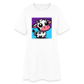 vache - Robe T-shirt Femme - blanc - Devant