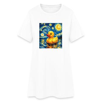 Nuit étoilée Art du canard en caoutchouc Amant du canard - Robe T-shirt Femme - blanc - Devant