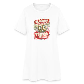 Geboren Müde Faultier Humor - Frauen T-Shirt-Kleid - Weiß - Vorne