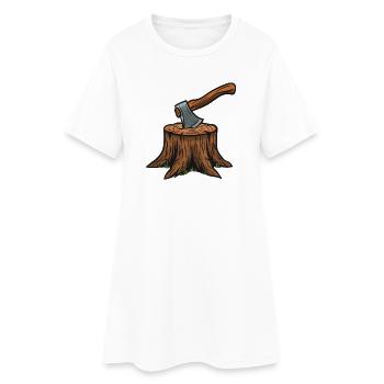 Hache dans la souche d’arbre – Art du bois - Robe T-shirt Femme - blanc - Devant