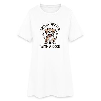 La vie est meilleure avec un chien - Robe T-shirt Femme - blanc - Devant
