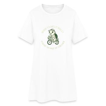 Snail on Bicycle – DillyDaily Saying - Women’s T-Shirt Dress - white - Front