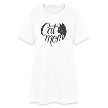 Cat Mom, Katzmama Heart Typographie - Robe T-shirt Femme - blanc - Devant