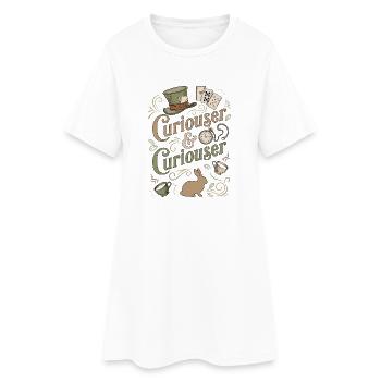 Alice Immer Neugieriger (« Curiouser ») - Robe T-shirt Femme - blanc - Devant