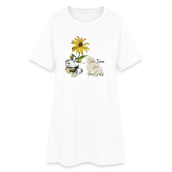 Tournesol et Papillon - Robe T-shirt Femme - blanc - Devant
