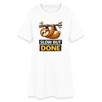 Illustration lente mais réalisée de la paresse - Robe T-shirt Femme - blanc - Devant