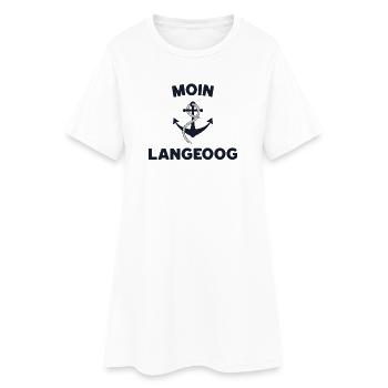 Moin Langeoog – Maritimes Anker-Design - Frauen T-Shirt-Kleid - Weiß - Vorne