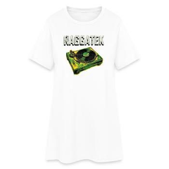 Raggatek Plattenspieler Jamaika - Frauen T-Shirt-Kleid - Weiß - Vorne