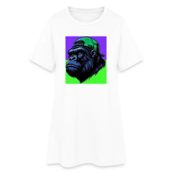Gorilla - Frauen T-Shirt-Kleid - Weiß - Vorne