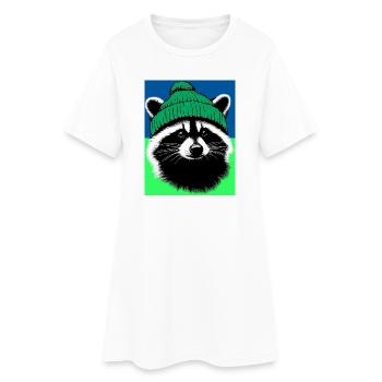 Raton laveur - Robe T-shirt Femme - blanc - Devant