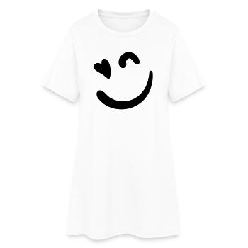 Logo Beacon – Rose néon - Robe T-shirt Femme - blanc - Devant