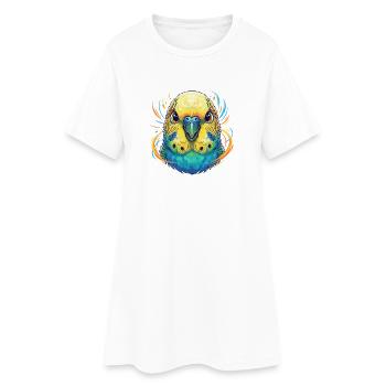 Living budgie color explosion - Women’s T-Shirt Dress - white - Front