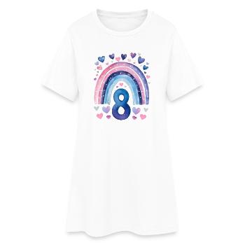 Anniversaire 8 Fille Arc-en-ciel Huit ans - Robe T-shirt Femme - blanc - Devant