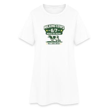 Chemise de ferme humoristique de fermier 6/7 Vaches traites - Robe T-shirt Femme - blanc - Devant