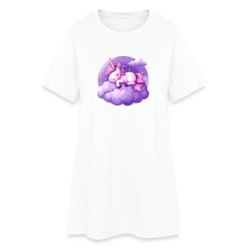 Licorne rose dormant sur un nuage violet - Robe T-shirt Femme - blanc - Devant