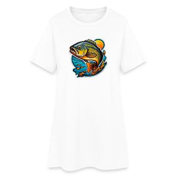 Koi flamboyante sur vague et soleil - Robe T-shirt Femme - blanc - Devant