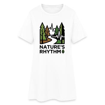 Wander Shirt Nature Rhythm, Hoodie Tasche, Tasse - Frauen T-Shirt-Kleid - Weiß - Vorne