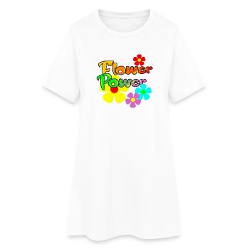 Flower Power  - Frauen T-Shirt-Kleid - Weiß - Vorne