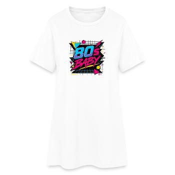 80s Baby Neon Retro - Frauen T-Shirt-Kleid - Weiß - Vorne