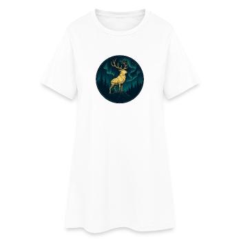 Golden Stag under the Northern Lights - Women’s T-Shirt Dress - white - Front