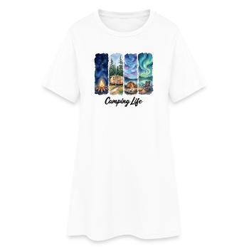 Vie de camping : Aventure aquarelle avec des arbres sous tente - Robe T-shirt Femme - blanc - Devant