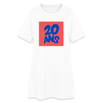 20. 20e ANNIVERSAIRE. ANNIVERSAIRE 20 ANS. 20 ANS. - Robe T-shirt Femme - blanc - Devant