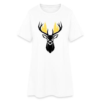 Deer Head Forest Silhouette - Women’s T-Shirt Dress - white - Front